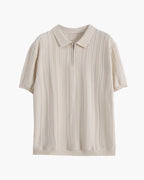 Clermont Zip-Up Textured Knit Polo | Europa