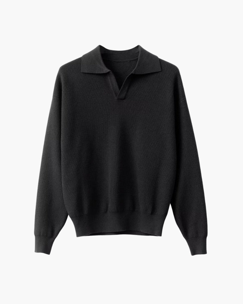 Lanark Textured Knit Polo Sweater | Europa
