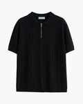 Clermont Zip-Up Textured Knit Polo | Europa