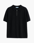 Clermont Zip-Up Textured Knit Polo | Europa