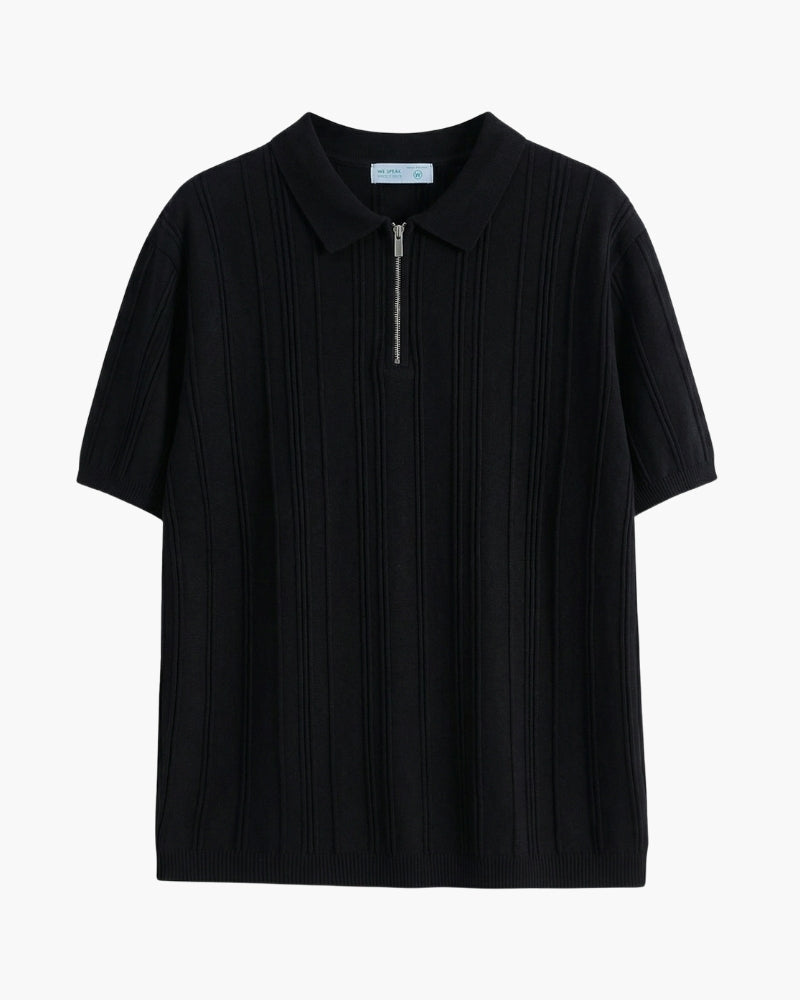 Clermont Zip-Up Textured Knit Polo | Europa