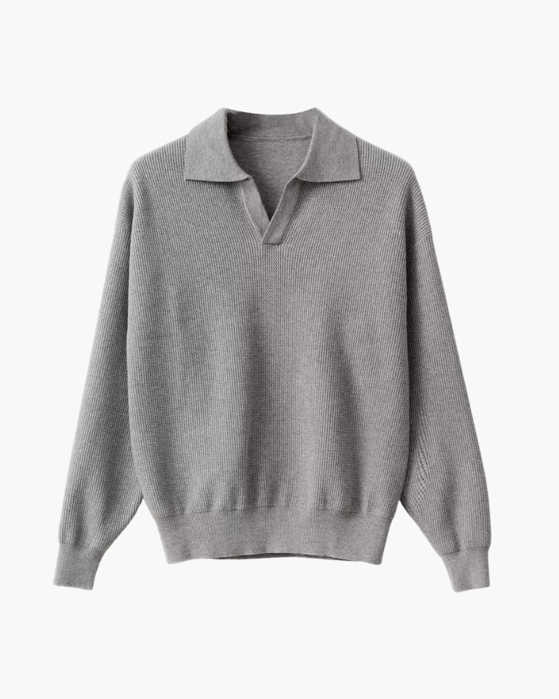 Lanark Textured Knit Polo Sweater | Europa