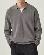 Lanark Textured Knit Polo Sweater | Europa