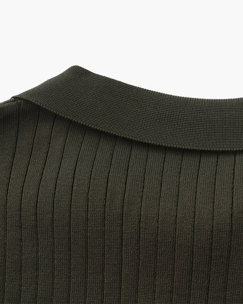 Ravello Geripptes Strick-Poloshirt