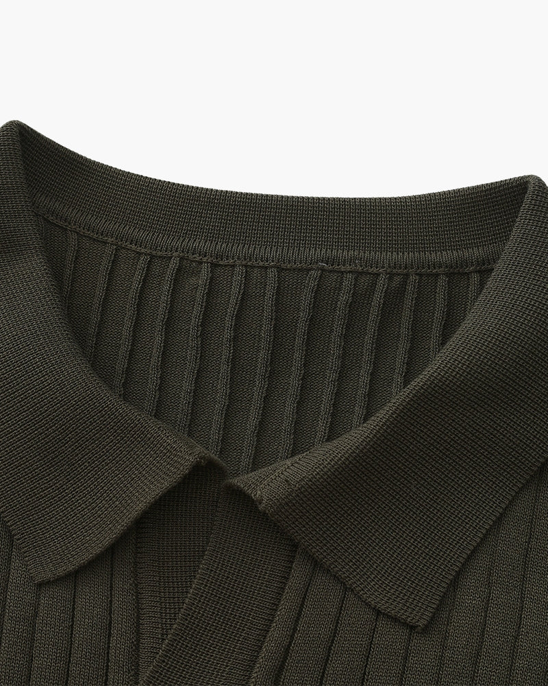 Ravello Geripptes Strick-Poloshirt