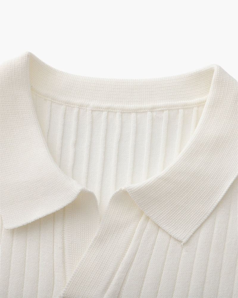 Ravello Geripptes Strick-Poloshirt
