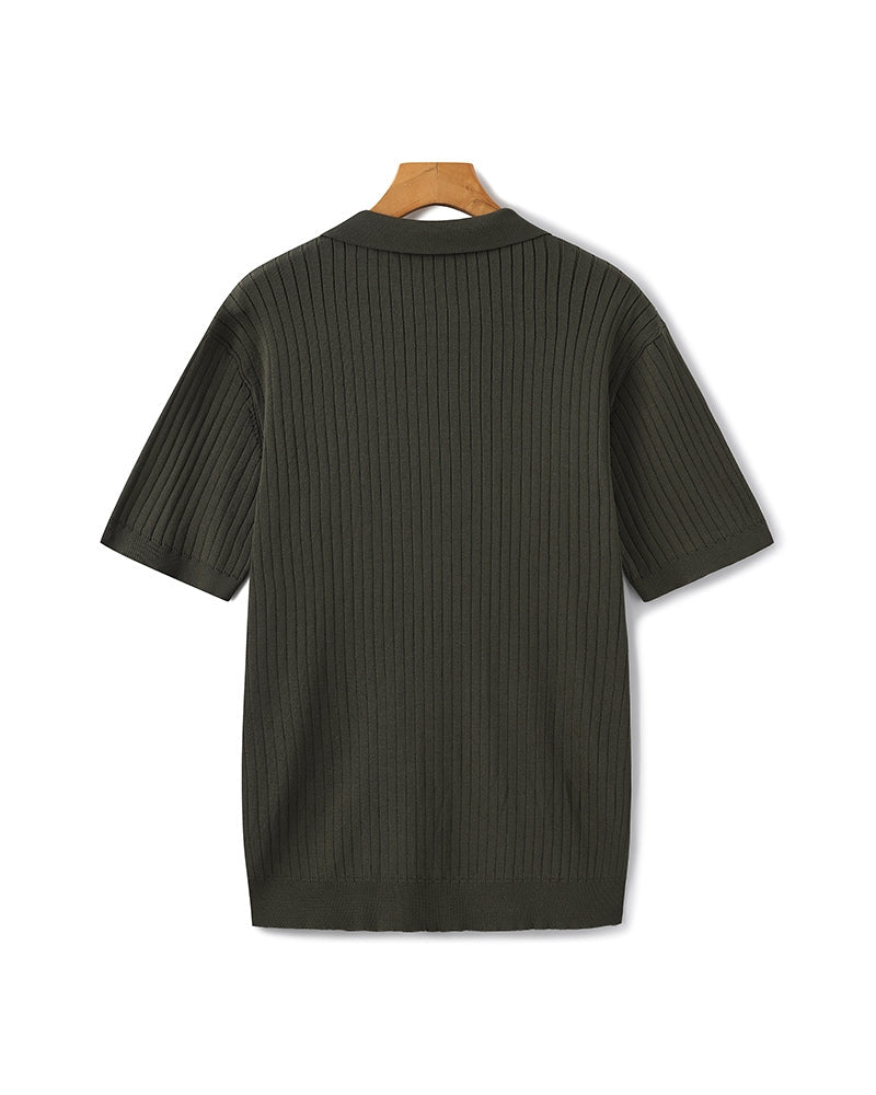 Ravello Geripptes Strick-Poloshirt