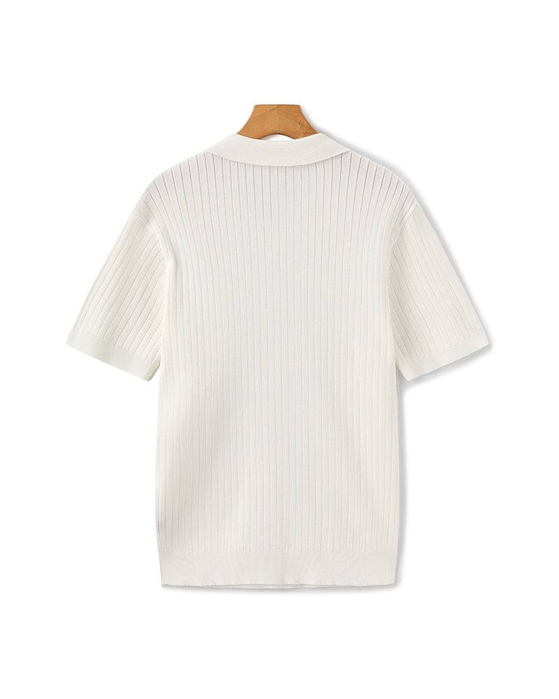 Ravello Geripptes Strick-Poloshirt