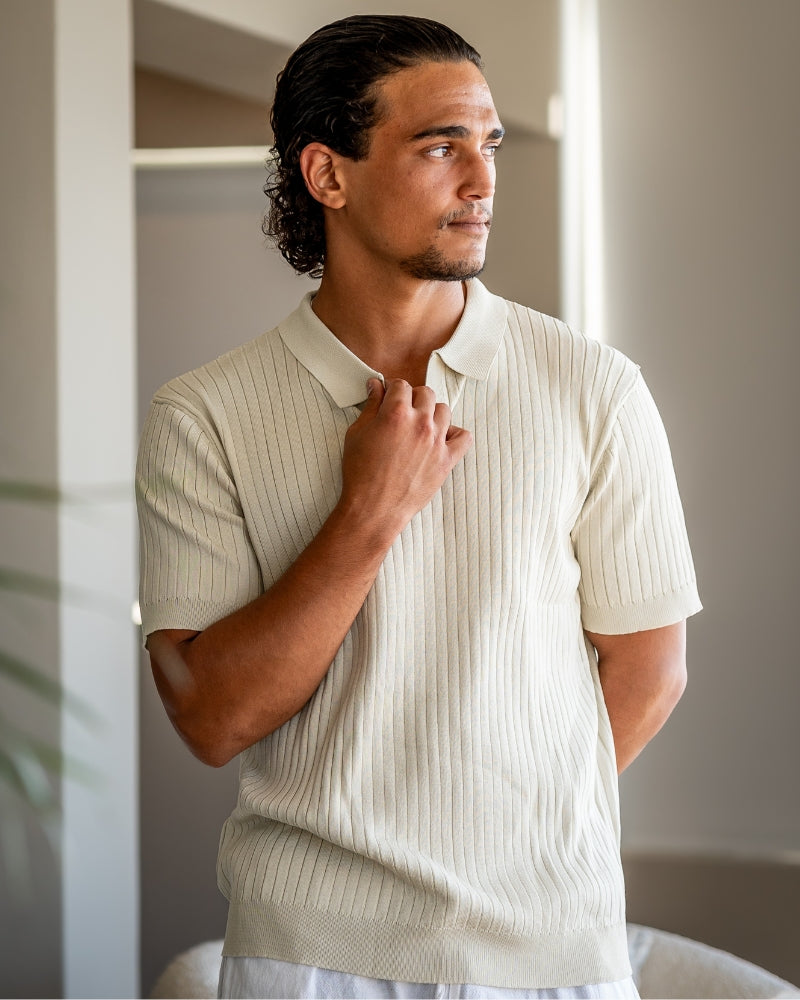 Ravello Ribbed Knit Polo Shirt | Europa