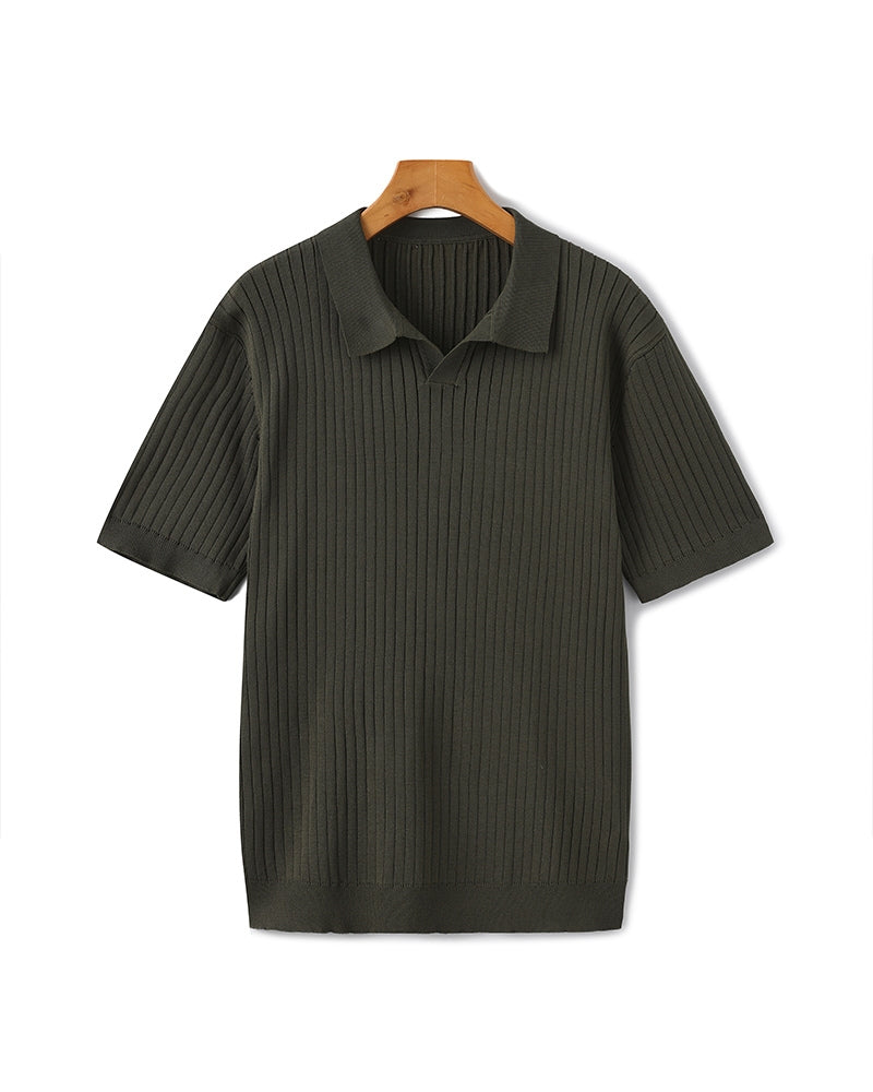 Ravello Ribbed Knit Polo Shirt | Europa