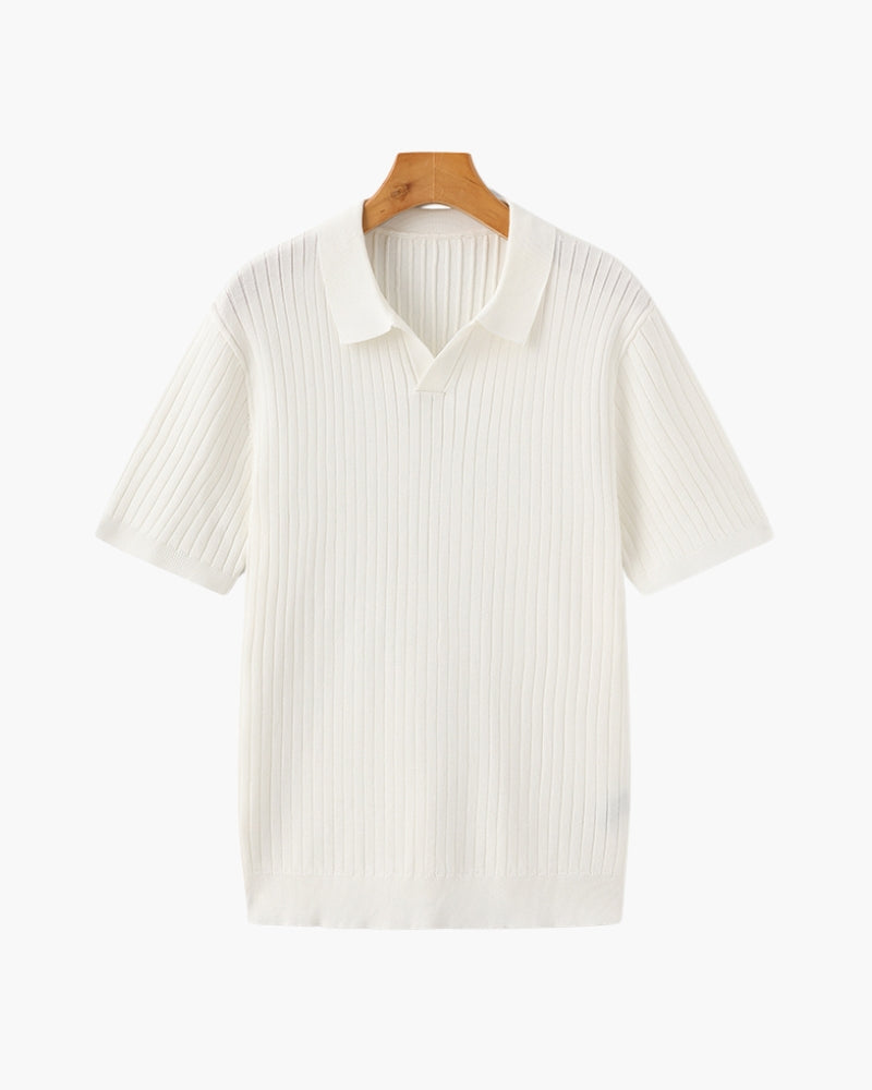 Ravello Geripptes Strick-Poloshirt