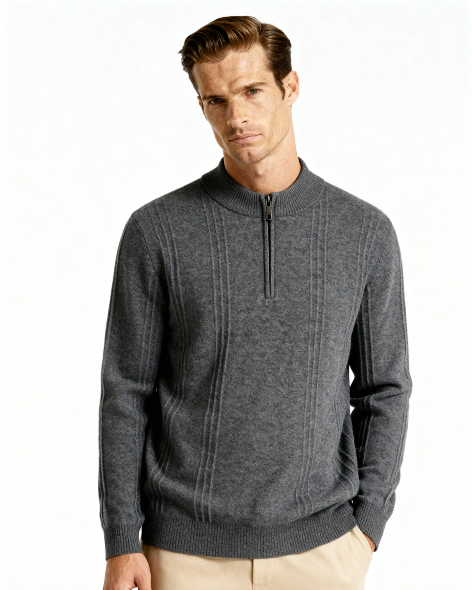Belgravia 100% Cashmere Ribbed Half-Zip | Europa