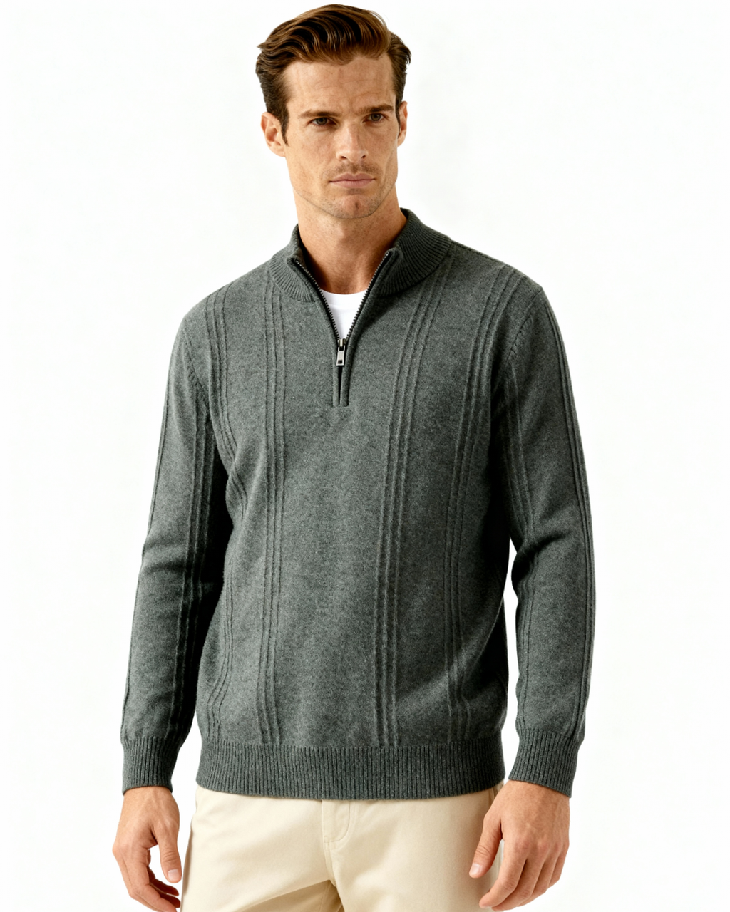 Belgravia 100% Cashmere Ribbed Half-Zip | Europa