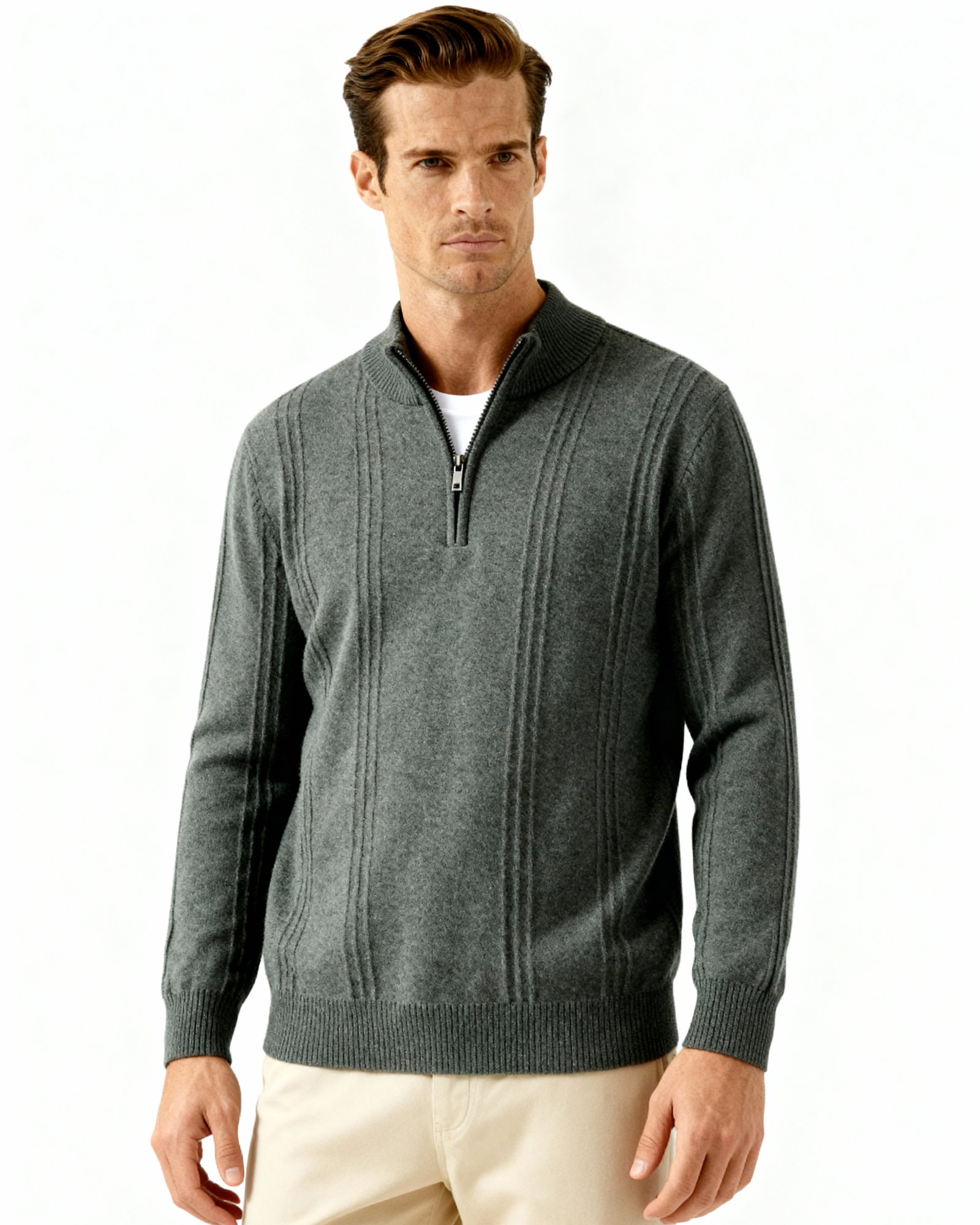 Belgravia 100% Cashmere Ribbed Half-Zip | Europa