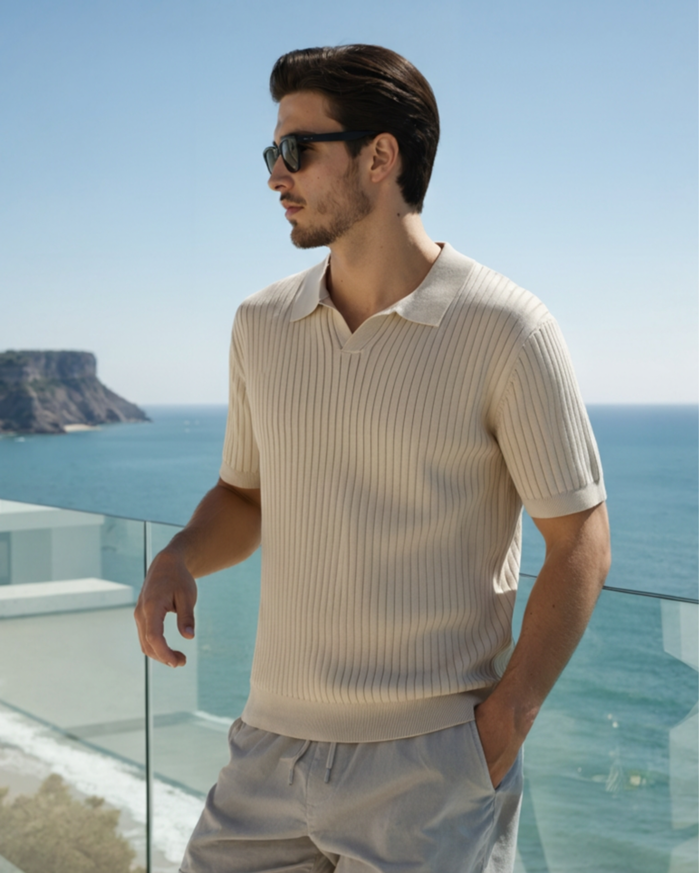 Ravello Ribbed Knit Polo Shirt | Europa